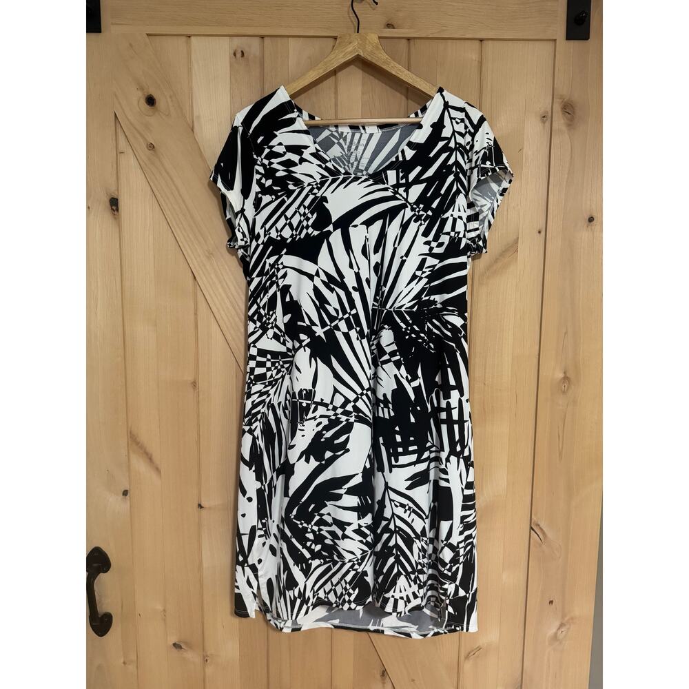 L.L. Bean | Sunsmart UPF 50+ Black White Short Sleeve Dress | Size XL